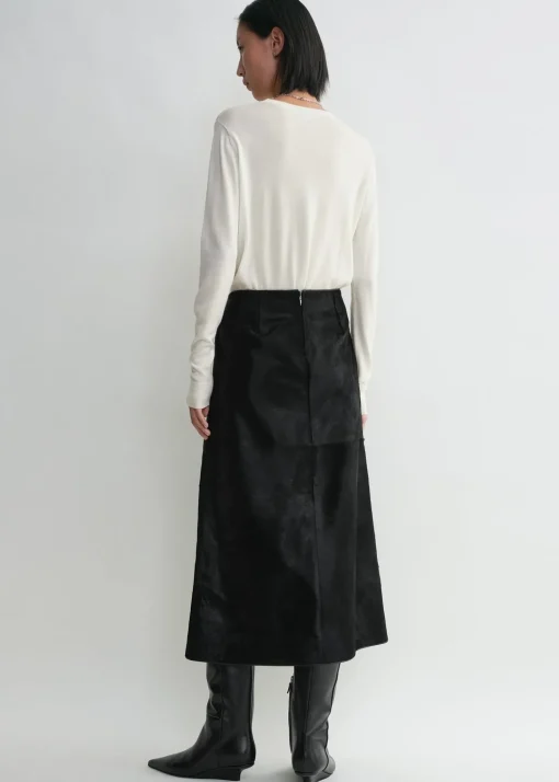 Pony hair skirt black