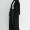 Rib-knit cardi coat black