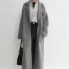 Rib-knit cardi coat grey melange