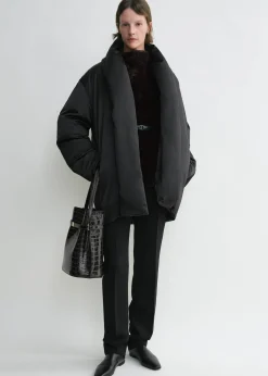 Satin puffer jacket black