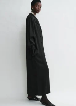 Satin trench dress black