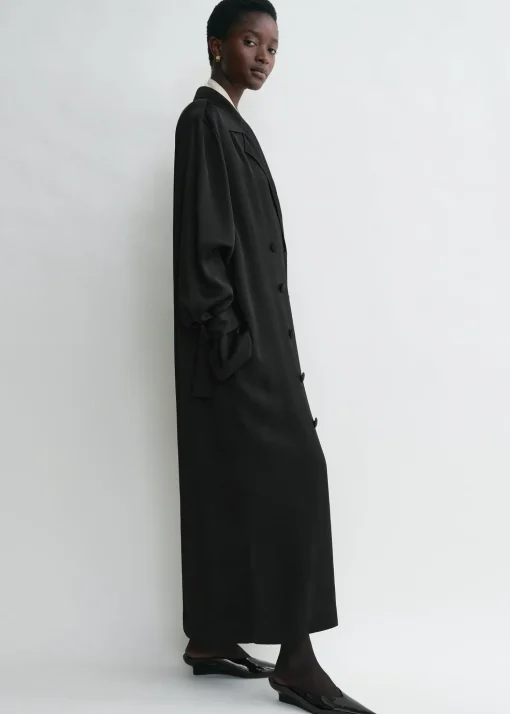 Satin trench dress black