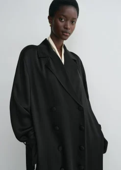 Satin trench dress black