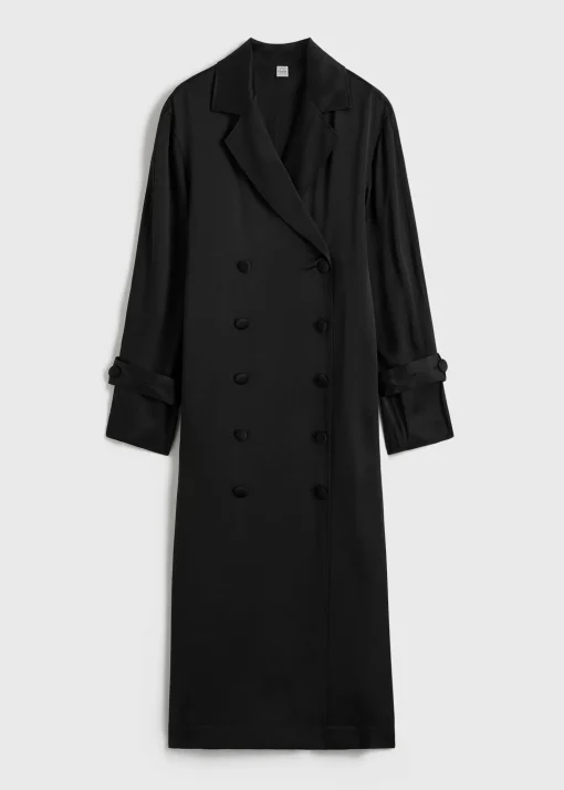 Satin trench dress black