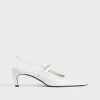 Sharp patent slingbacks off-white