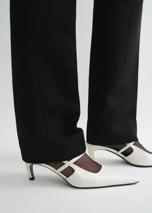 Sharp patent slingbacks off-white