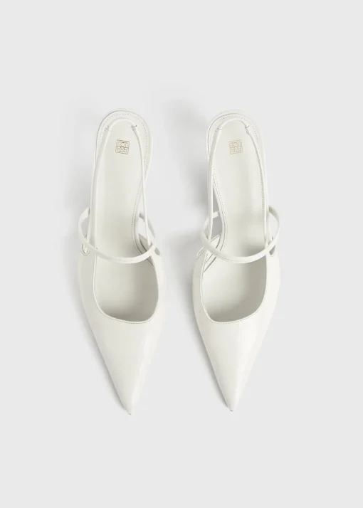 Sharp patent slingbacks off-white