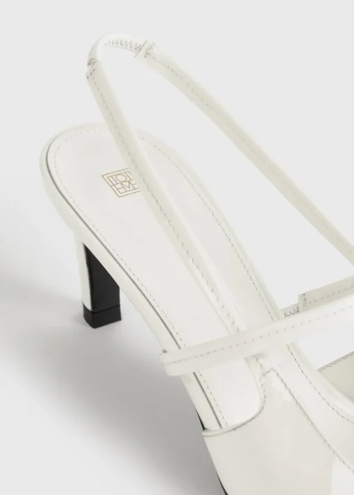 Sharp patent slingbacks off-white