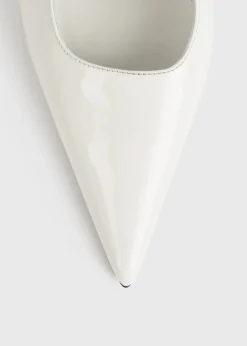 Sharp patent slingbacks off-white