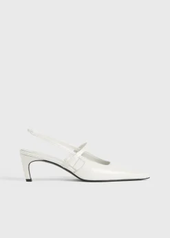 Sharp patent slingbacks off-white