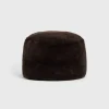 Shearling pillbox hat bark