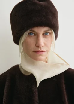 Shearling pillbox hat bark