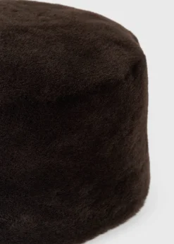 Shearling pillbox hat bark