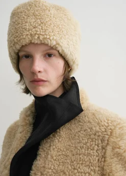 Shearling pillbox hat butter