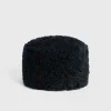 Shearling pillbox hat navy