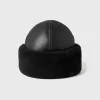 Shearling winter hat black