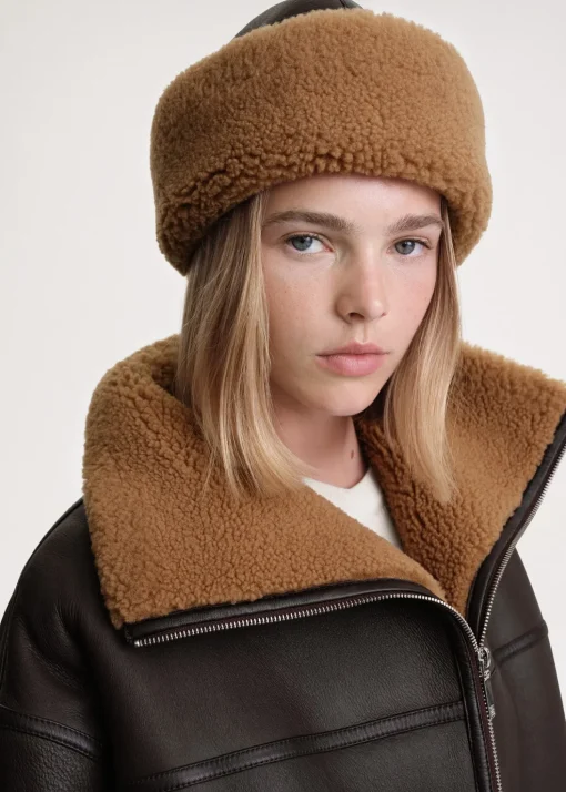 Shearling winter hat chocolate