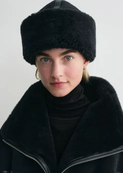 Shearling winter hat navy