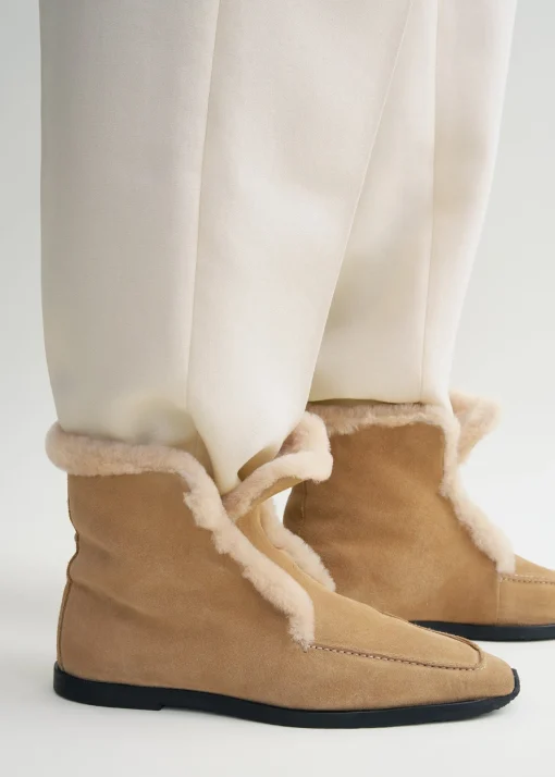 Shearling-edge winter boots caramel/ecru