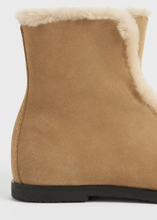 Shearling-edge winter boots caramel/ecru