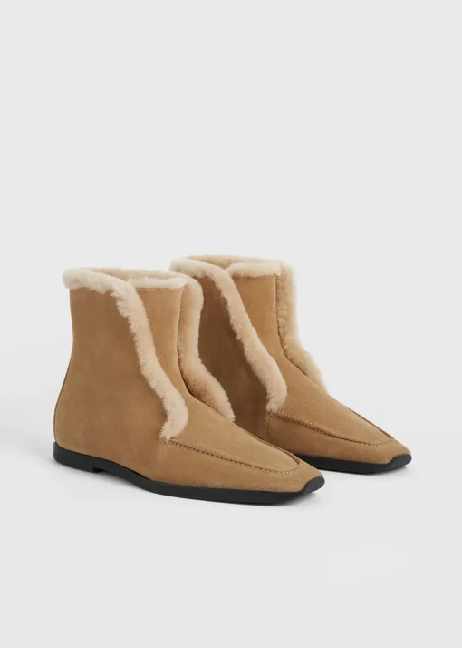 Shearling-edge winter boots caramel/ecru
