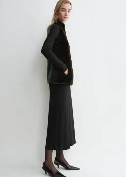 Shearling-front top espresso