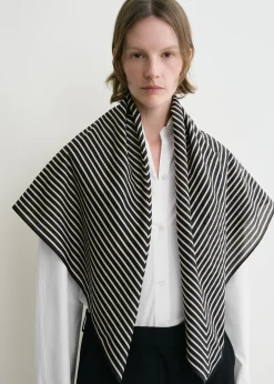 Signature monogram cotton blanket scarf black