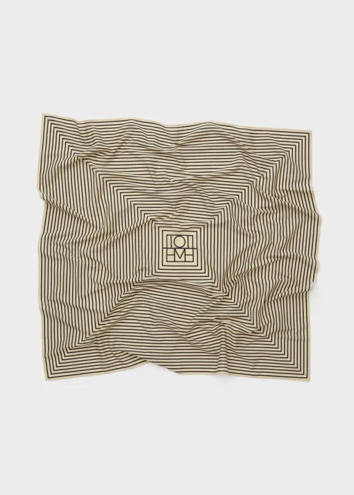 Signature monogram silk blanket scarf creme