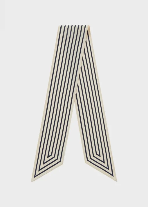 Signature monogram silk ribbon scarf creme