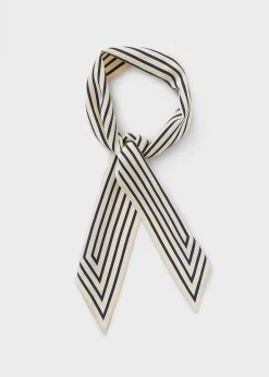 Signature monogram silk ribbon scarf creme