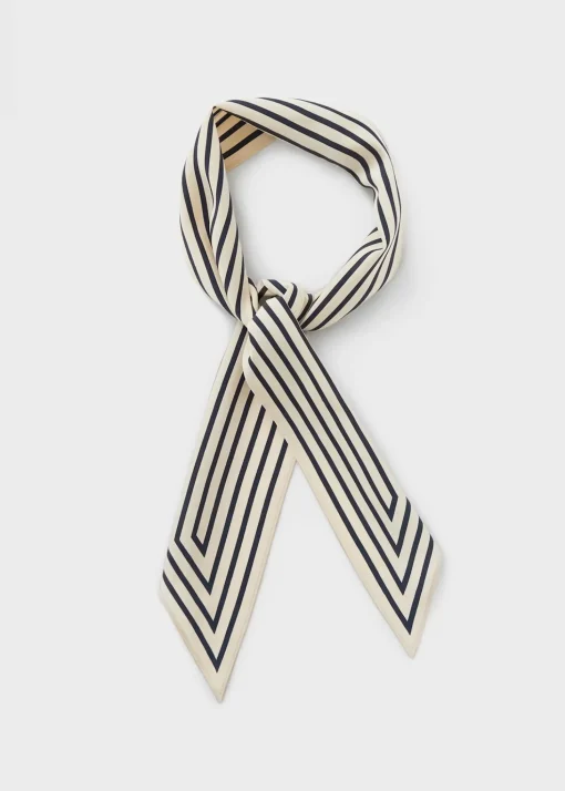 Signature monogram silk ribbon scarf creme