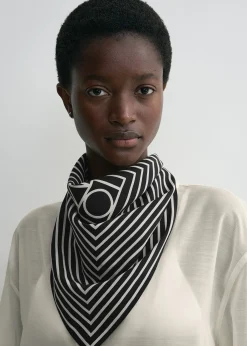 Signature monogram silk scarf black