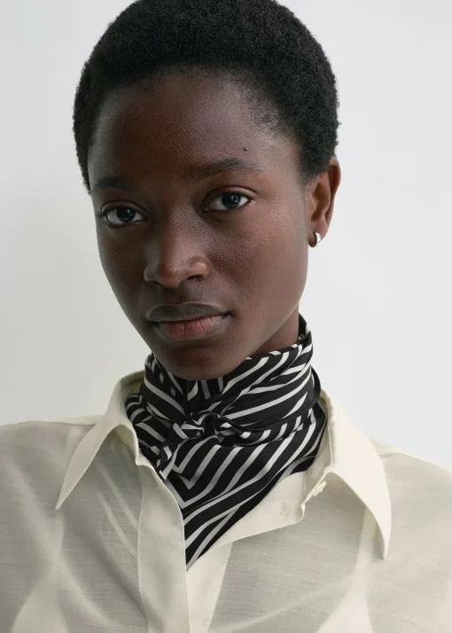 Signature monogram silk scarf black