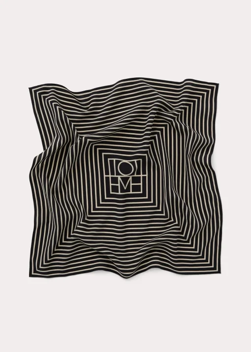 Signature monogram silk scarf black