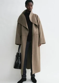 Signature wool cashmere coat oak melange