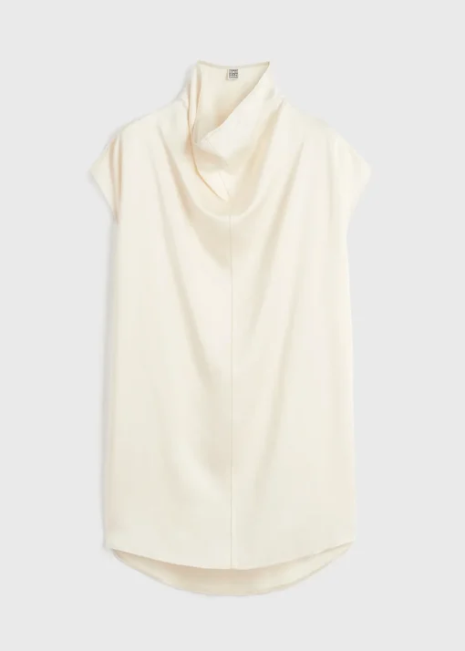 Sleeveless funnel-neck top macadamia