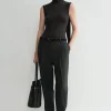Sleeveless scarf knit dark grey melange