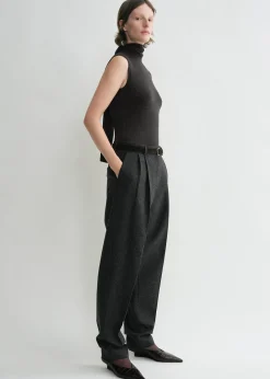 Sleeveless scarf knit dark grey melange