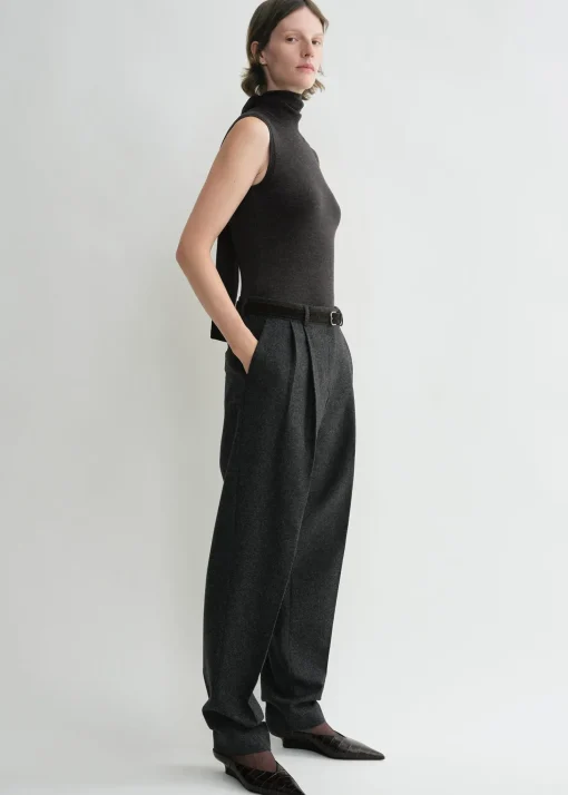 Sleeveless scarf knit dark grey melange