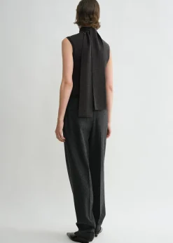Sleeveless scarf knit dark grey melange