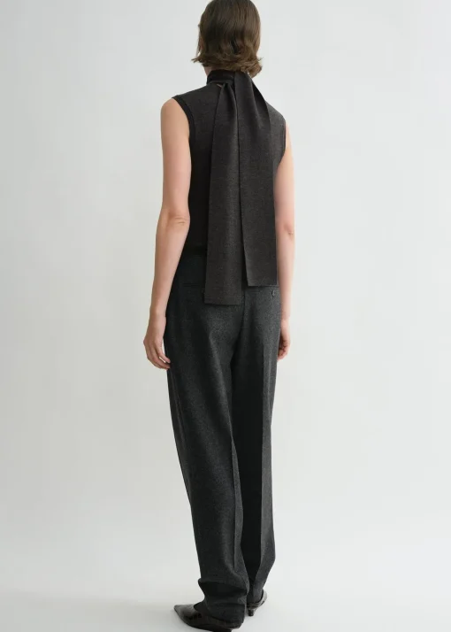 Sleeveless scarf knit dark grey melange