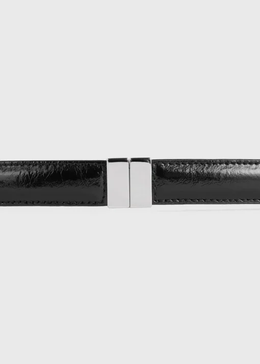 Slide clasp naplack-leather belt black