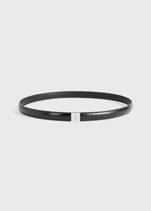 Slide clasp naplack-leather belt black