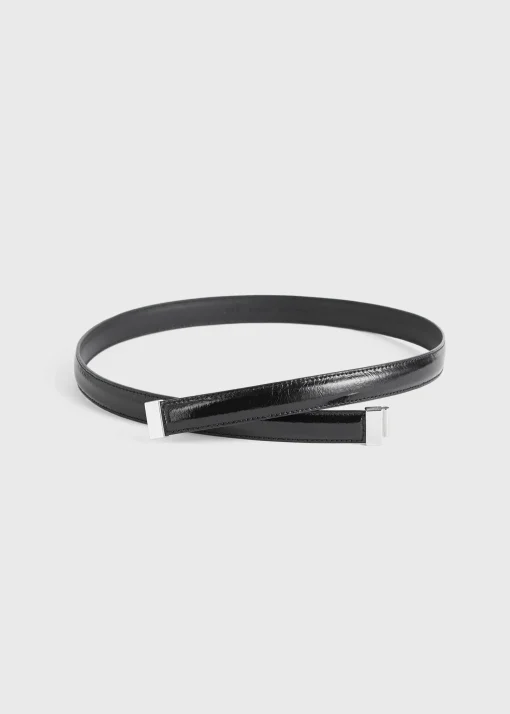 Slide clasp naplack-leather belt black