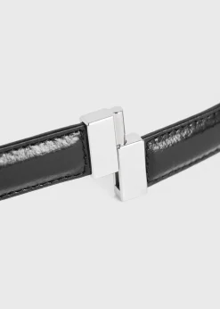 Slide clasp naplack-leather belt black