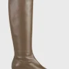 Slim leather knee-high boots ash