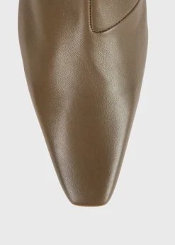 Slim leather knee-high boots ash