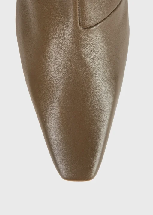 Slim leather knee-high boots ash
