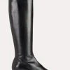 Slim leather-suede knee-high boots black