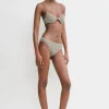 Smocked half-cup bikini top dove